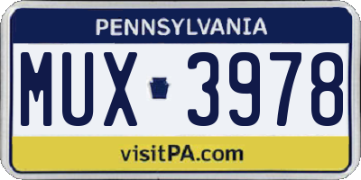 PA license plate MUX3978