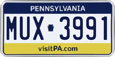 PA license plate MUX3991