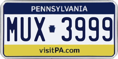 PA license plate MUX3999