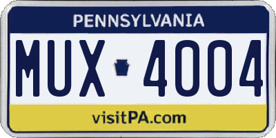 PA license plate MUX4004