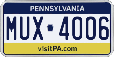 PA license plate MUX4006