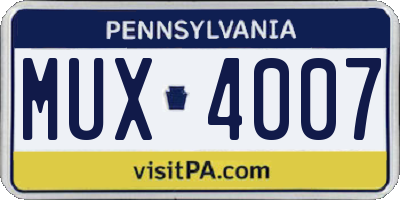 PA license plate MUX4007