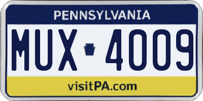 PA license plate MUX4009