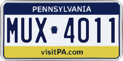 PA license plate MUX4011