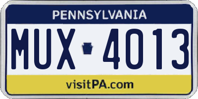 PA license plate MUX4013