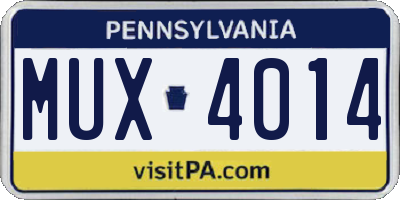 PA license plate MUX4014