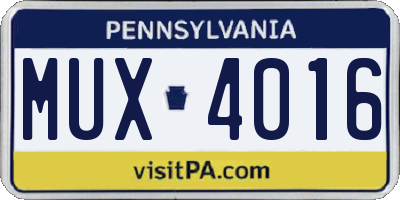 PA license plate MUX4016
