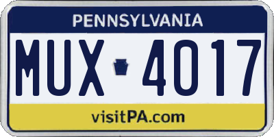 PA license plate MUX4017
