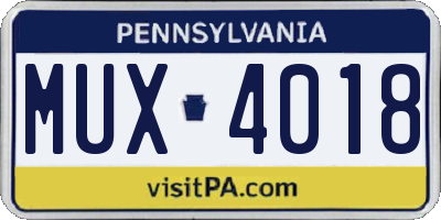 PA license plate MUX4018