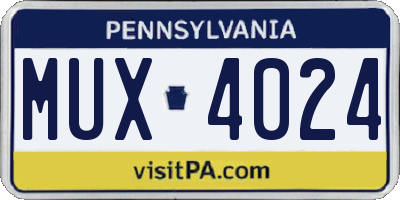 PA license plate MUX4024