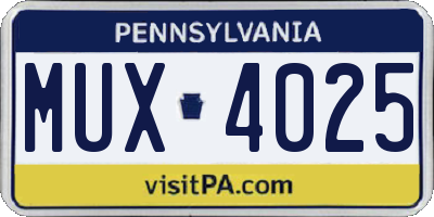 PA license plate MUX4025