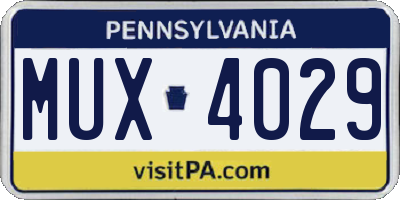 PA license plate MUX4029