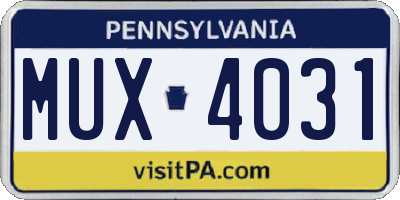 PA license plate MUX4031