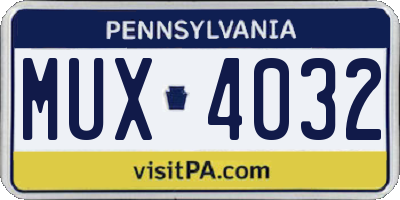 PA license plate MUX4032