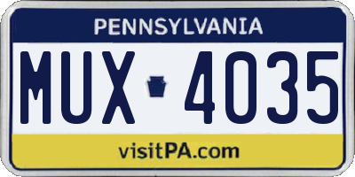 PA license plate MUX4035