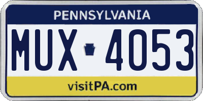 PA license plate MUX4053