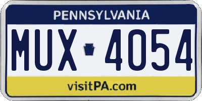 PA license plate MUX4054