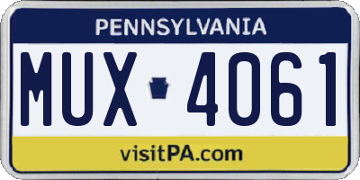PA license plate MUX4061
