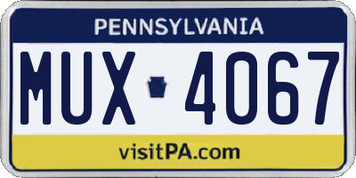PA license plate MUX4067