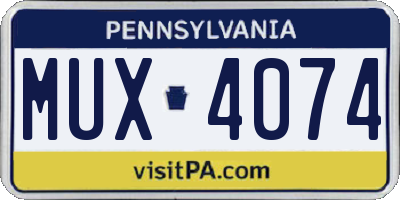 PA license plate MUX4074