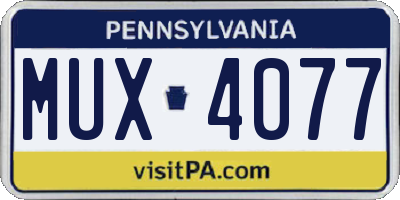 PA license plate MUX4077
