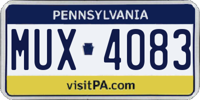 PA license plate MUX4083