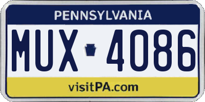 PA license plate MUX4086
