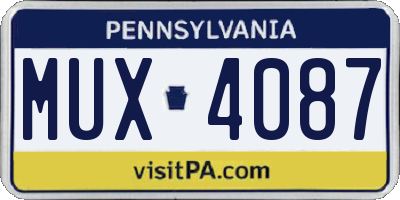 PA license plate MUX4087