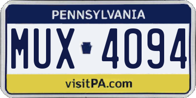 PA license plate MUX4094
