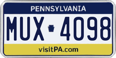 PA license plate MUX4098