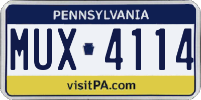 PA license plate MUX4114