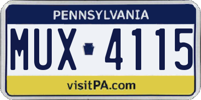 PA license plate MUX4115