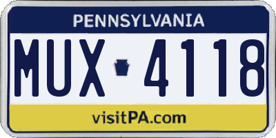 PA license plate MUX4118
