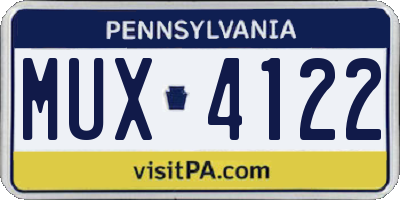 PA license plate MUX4122