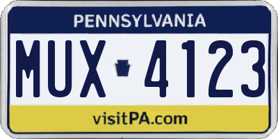 PA license plate MUX4123