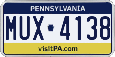PA license plate MUX4138