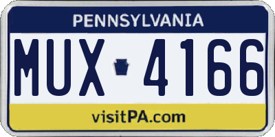 PA license plate MUX4166
