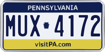 PA license plate MUX4172