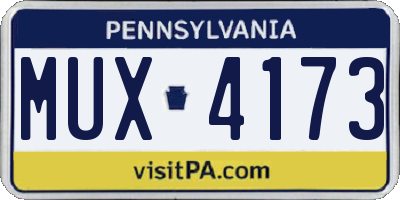 PA license plate MUX4173