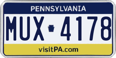 PA license plate MUX4178