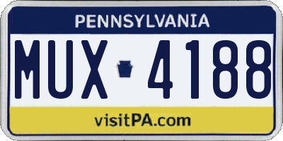 PA license plate MUX4188