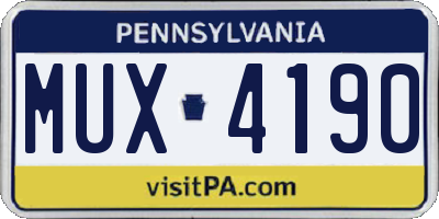 PA license plate MUX4190