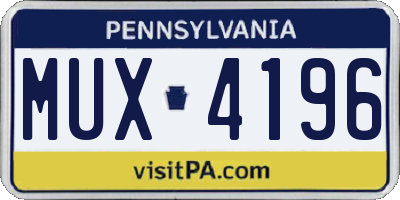 PA license plate MUX4196