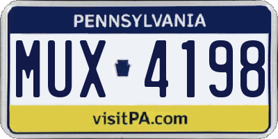 PA license plate MUX4198