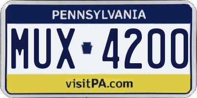 PA license plate MUX4200