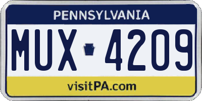 PA license plate MUX4209