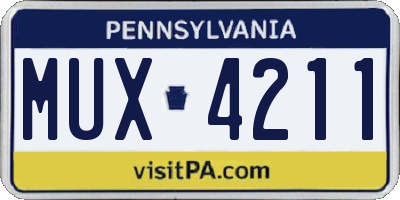PA license plate MUX4211