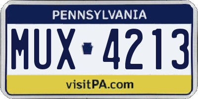 PA license plate MUX4213