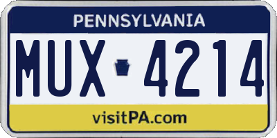 PA license plate MUX4214