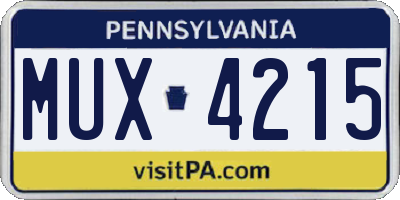 PA license plate MUX4215